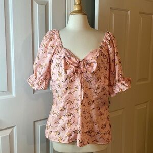 Shein Floral Pink Blouse Size 2XL in Like New Condition